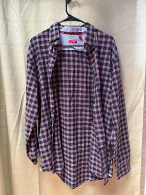 Izod Black and Red Plaid Button-Down Shirt